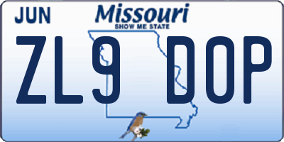 MO license plate ZL9D0P