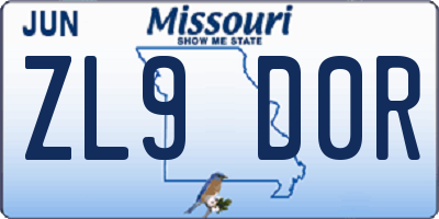 MO license plate ZL9D0R