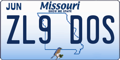 MO license plate ZL9D0S