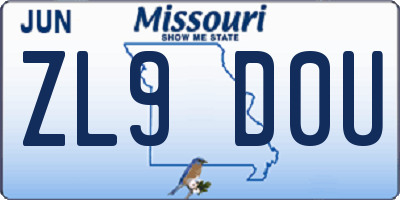 MO license plate ZL9D0U