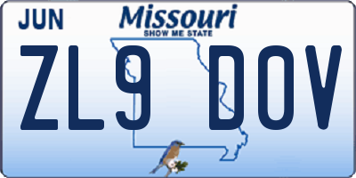 MO license plate ZL9D0V