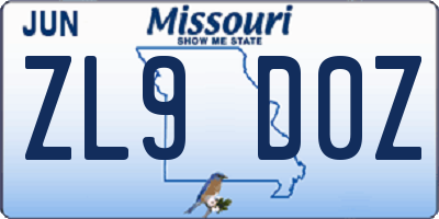 MO license plate ZL9D0Z