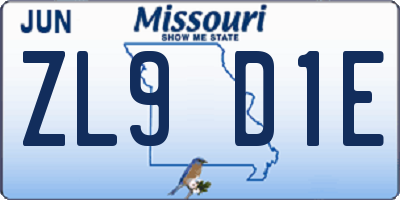 MO license plate ZL9D1E