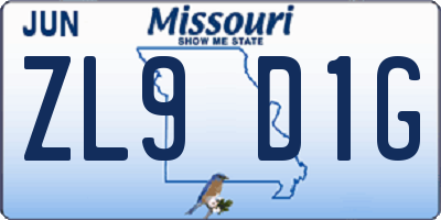 MO license plate ZL9D1G