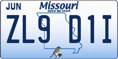 MO license plate ZL9D1I