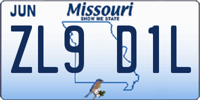 MO license plate ZL9D1L