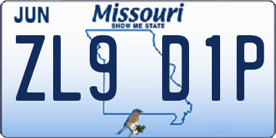 MO license plate ZL9D1P