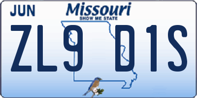 MO license plate ZL9D1S