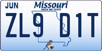 MO license plate ZL9D1T