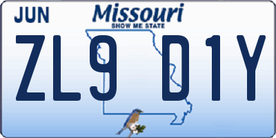 MO license plate ZL9D1Y