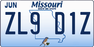 MO license plate ZL9D1Z