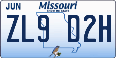 MO license plate ZL9D2H