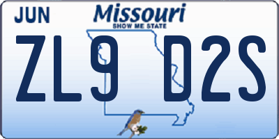MO license plate ZL9D2S