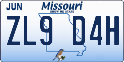 MO license plate ZL9D4H