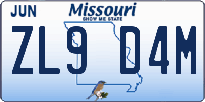 MO license plate ZL9D4M