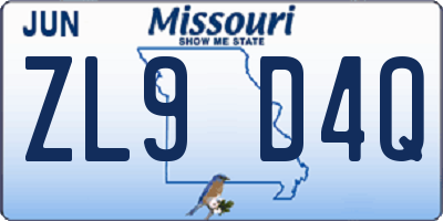 MO license plate ZL9D4Q