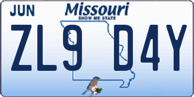 MO license plate ZL9D4Y