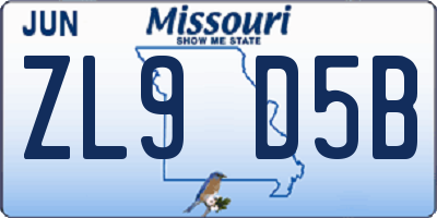 MO license plate ZL9D5B