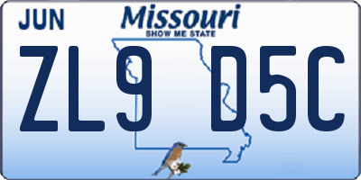 MO license plate ZL9D5C