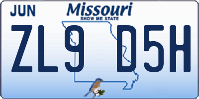 MO license plate ZL9D5H