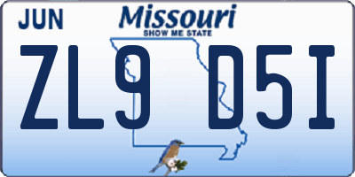MO license plate ZL9D5I