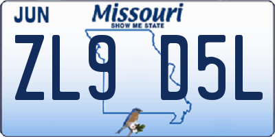 MO license plate ZL9D5L