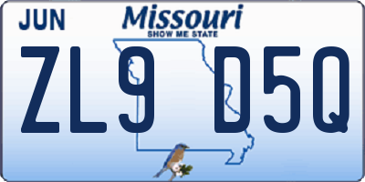 MO license plate ZL9D5Q