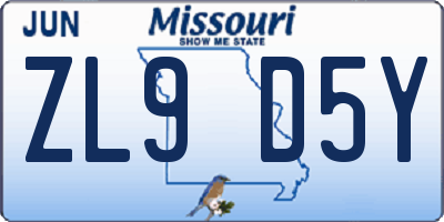 MO license plate ZL9D5Y