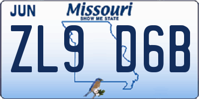 MO license plate ZL9D6B