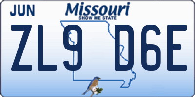 MO license plate ZL9D6E