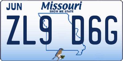 MO license plate ZL9D6G