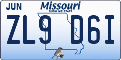 MO license plate ZL9D6I