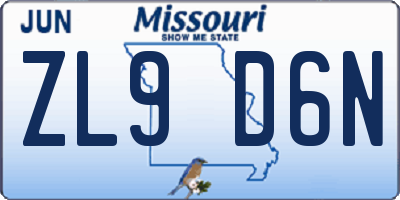MO license plate ZL9D6N