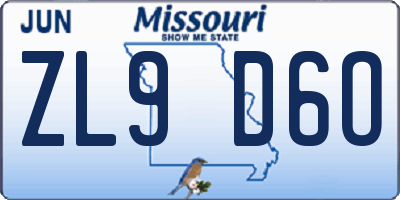 MO license plate ZL9D6O