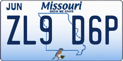 MO license plate ZL9D6P