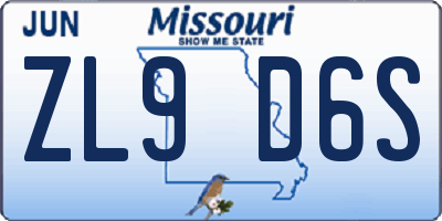 MO license plate ZL9D6S