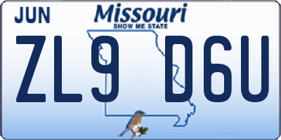 MO license plate ZL9D6U