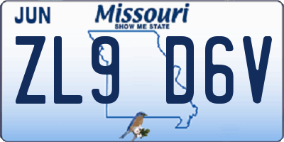 MO license plate ZL9D6V
