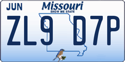 MO license plate ZL9D7P