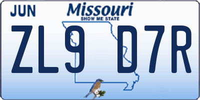 MO license plate ZL9D7R
