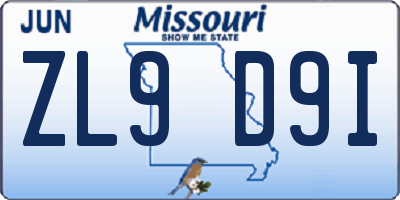 MO license plate ZL9D9I