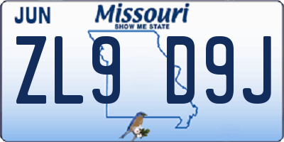 MO license plate ZL9D9J