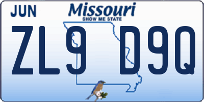 MO license plate ZL9D9Q