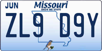 MO license plate ZL9D9Y