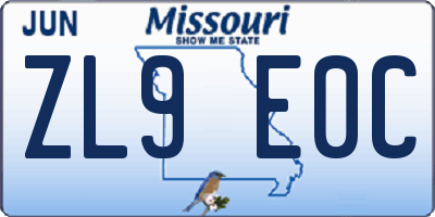 MO license plate ZL9E0C