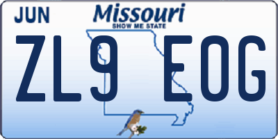 MO license plate ZL9E0G