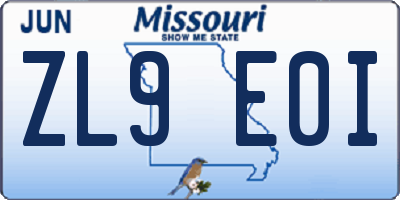 MO license plate ZL9E0I