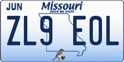 MO license plate ZL9E0L