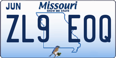 MO license plate ZL9E0Q