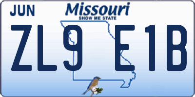 MO license plate ZL9E1B